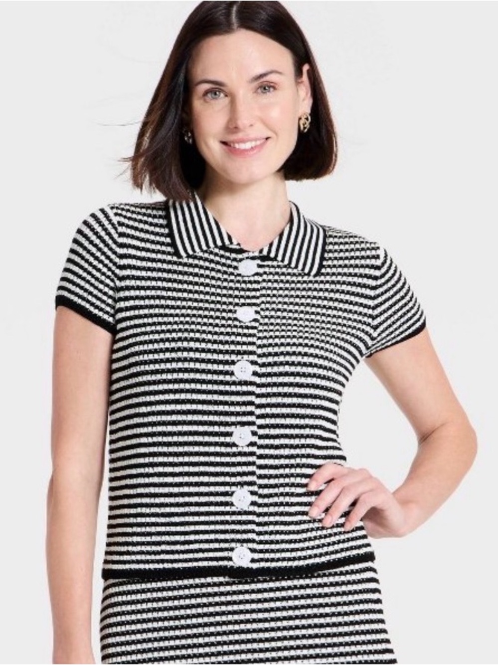 NWT A New Day Black Striped Button-Down Top